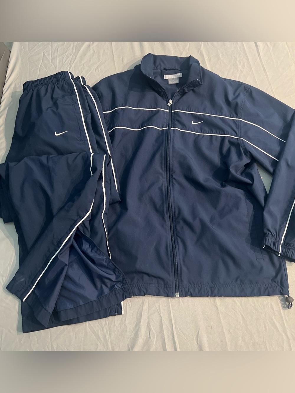 Vintage Y2K Nike Sportswear 2Pc Tracksuit Jacket Pants Mens Med Navy Blue Baggy